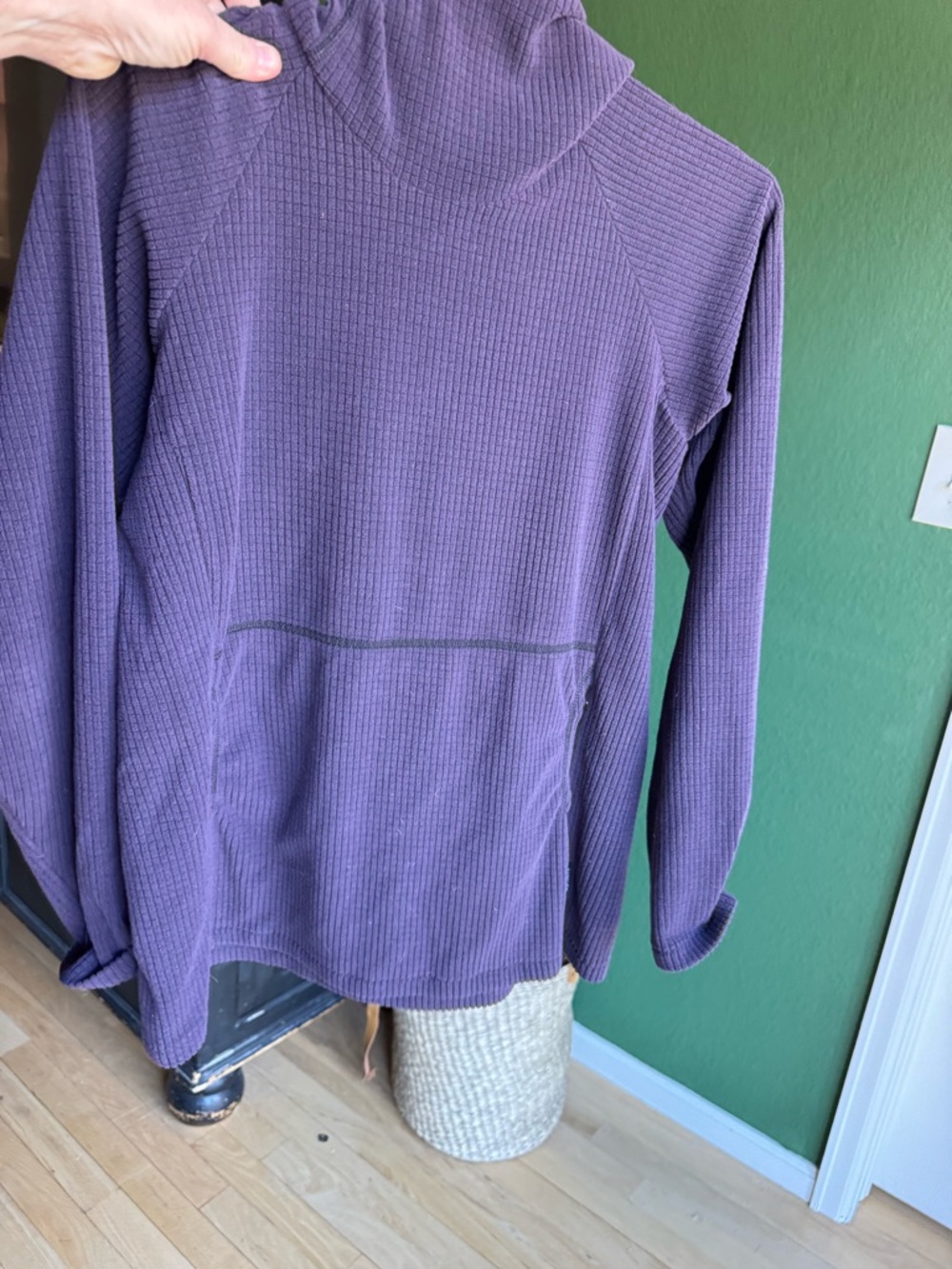 Melanzana Deep Purple Waffle Hooded Pullover